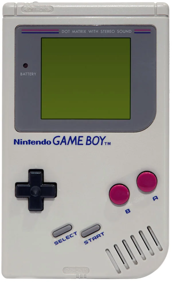 Classic grey handheld console framing the image preview.